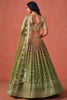 Traditional Mehndi Green Georgette Embroidered Lehenga Choli with Soft Net Dupatta