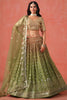 Traditional Mehndi Green Georgette Embroidered Lehenga Choli with Soft Net Dupatta