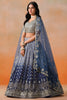 Awesome Navy Blue Georgette Embroidered Lehenga Choli with Soft Net Dupatta