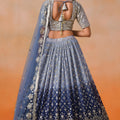 Awesome Navy Blue Georgette Embroidered Lehenga Choli with Soft Net Dupatta
