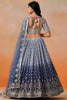 Awesome Navy Blue Georgette Embroidered Lehenga Choli with Soft Net Dupatta