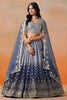 Awesome Navy Blue Georgette Embroidered Lehenga Choli with Soft Net Dupatta