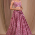 Stunning Dusty Pink Georgette Embroidered Lehenga Choli with Designer Dupatta for Women
