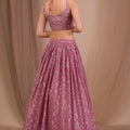 Stunning Dusty Pink Georgette Embroidered Lehenga Choli with Designer Dupatta for Women