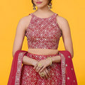 Graceful Red Georgette Embroidered Lehenga Choli with Designer Dupatta for Women