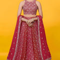 Graceful Red Georgette Embroidered Lehenga Choli with Designer Dupatta for Women