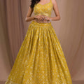 Trendy Yellow Georgette Embroidered Lehenga Choli with Designer Dupatta for Women