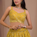 Trendy Yellow Georgette Embroidered Lehenga Choli with Designer Dupatta for Women