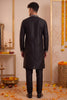 Stunning Black Synthetic Silk Embroidered Kurta Pajama Set for Men with Dandiya Work
