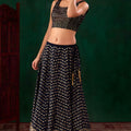Designer Navy Blue Georgette Embroidered Lehenga Choli with Dupatta