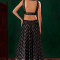 Designer Navy Blue Georgette Embroidered Lehenga Choli with Dupatta