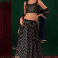 Designer Navy Blue Georgette Embroidered Lehenga Choli with Dupatta