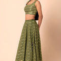 Glorious Olive Green Georgette Embroidered Lehenga Choli with Designer Dupatta for Women