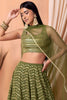 Glorious Olive Green Georgette Embroidered Lehenga Choli with Designer Dupatta for Women