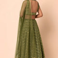 Glorious Olive Green Georgette Embroidered Lehenga Choli with Designer Dupatta for Women