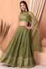Glorious Olive Green Georgette Embroidered Lehenga Choli with Designer Dupatta for Women