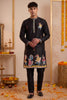 Stunning Black Synthetic Silk Embroidered Kurta Pajama Set for Men with Dandiya Work