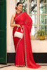 Red Party Wear Embroidered Silk Saree with Matching Blouse Festive Wear