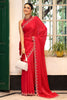 Red Party Wear Embroidered Silk Saree with Matching Blouse Festive Wear