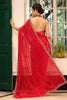 Red Party Wear Embroidered Silk Saree with Matching Blouse Festive Wear