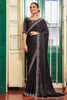 Designer Black Silk Saree with Heavy Embroidered Border Blouse Party Wear