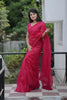Red Organza Saree with Embroidered Border Designer Blouse