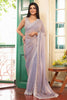 Lavender Satin Silk Saree with Embroidered Border Designer Blouse