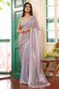 Lavender Satin Silk Saree with Embroidered Border Designer Blouse