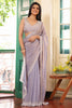 Lavender Satin Silk Saree with Embroidered Border Designer Blouse