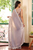 Lavender Satin Silk Saree with Embroidered Border Designer Blouse