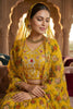 Amazing Yellow Floral Printed Organza Lehenga Choli Set with Dupatta for Haldi Ceremony