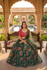 Designer Green Floral Printed Organza Lehenga Choli Set with Dupatta for Wedding