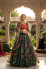 Designer Green Floral Printed Organza Lehenga Choli Set with Dupatta for Wedding