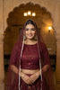 Unique Maroon Floral Printed Organza Lehenga Choli Set with Dupatta for Wedding