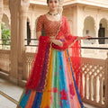 Vibrant Multicolor Printed Georgette Lehenga Choli with Embroidered Blouse and Soft Net Dupatta