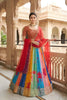 Vibrant Multicolor Printed Georgette Lehenga Choli with Embroidered Blouse and Soft Net Dupatta