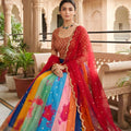 Vibrant Multicolor Printed Georgette Lehenga Choli with Embroidered Blouse and Soft Net Dupatta