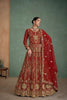 Stunning Red Heavy Embroidered Butterfly Net Semi-Stitched Anarkali Suit with Dupatta
