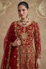 Stunning Red Heavy Embroidered Butterfly Net Semi-Stitched Anarkali Suit with Dupatta