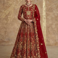 Stunning Red Heavy Embroidered Butterfly Net Semi-Stitched Anarkali Suit with Dupatta