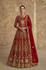 Stunning Red Heavy Embroidered Butterfly Net Semi-Stitched Anarkali Suit with Dupatta