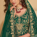 Graceful Green Heavy Embroidered Butterfly Net Semi-Stitched Anarkali Suit with Dupatta