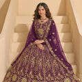 Festive Purple Heavy Embroidered Butterfly Net Semi-Stitched Anarkali Suit with Dupatta
