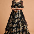 Elegant Black Soft Net Embroidered Party Wear Lehenga Choli with Dupatta