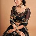 Elegant Black Soft Net Embroidered Party Wear Lehenga Choli with Dupatta