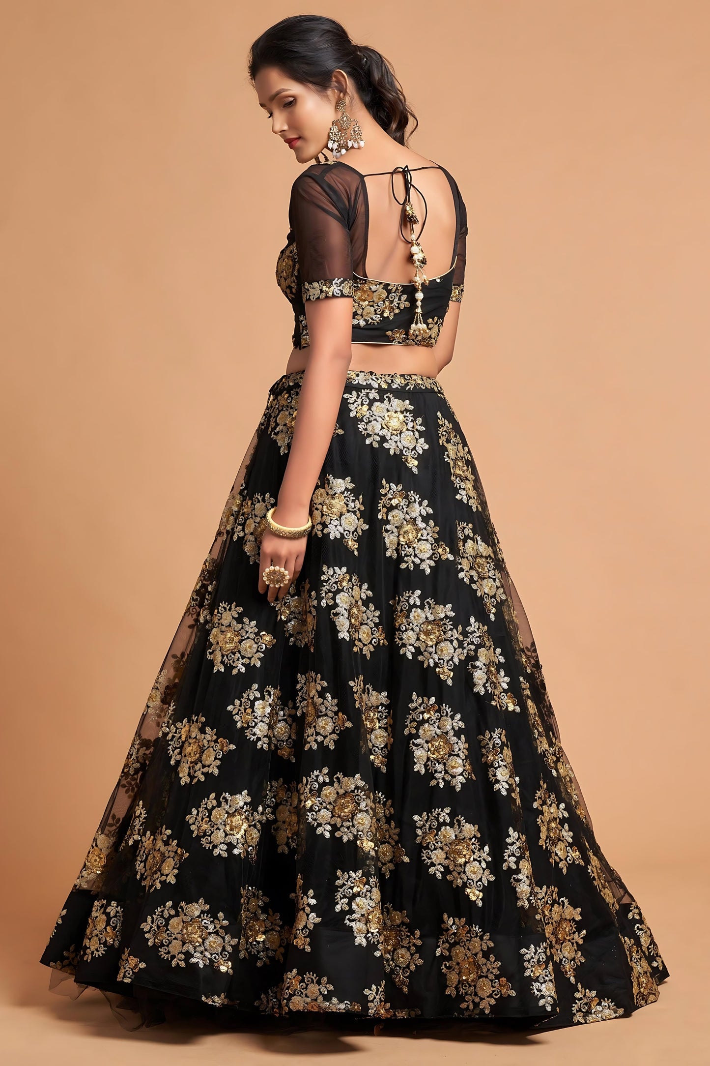 Elegant Black Soft Net Embroidered Party Wear Lehenga Choli with Dupatta