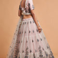 Designer Grey Soft Net Embroidered Wedding Lehenga Choli with Dupatta