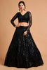 Fancy Black Soft Net Sequins Embroidered Lehenga Choli with Dupatta