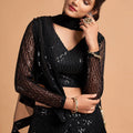 Fancy Black Soft Net Sequins Embroidered Lehenga Choli with Dupatta