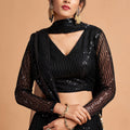 Fancy Black Soft Net Sequins Embroidered Lehenga Choli with Dupatta